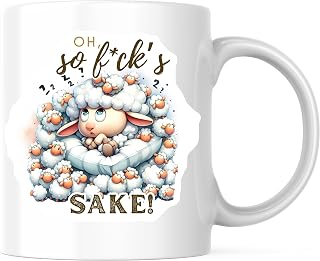 Bliss Monkey Co. Oh For Sheep's Sake Coffee Mug - Funny Sheep Pun - Sarcastic Cute 11 Ounce - Design Printed On Both Sides - Premium Quality Ceramic - BMCM6551