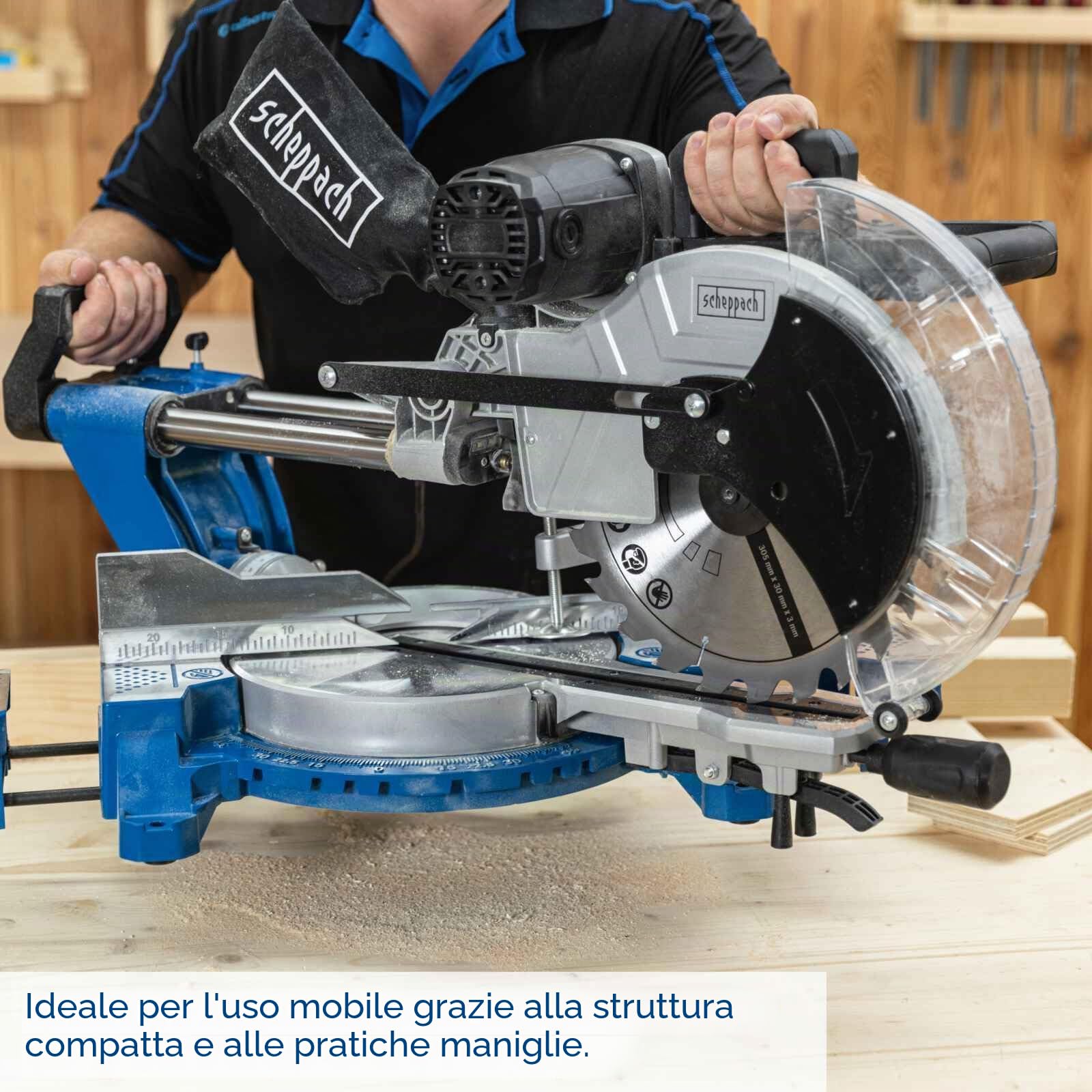 Scheppach HM140L - Sega troncatrice 2000 W, lama 305 mm, larghezza di taglio 330 mm