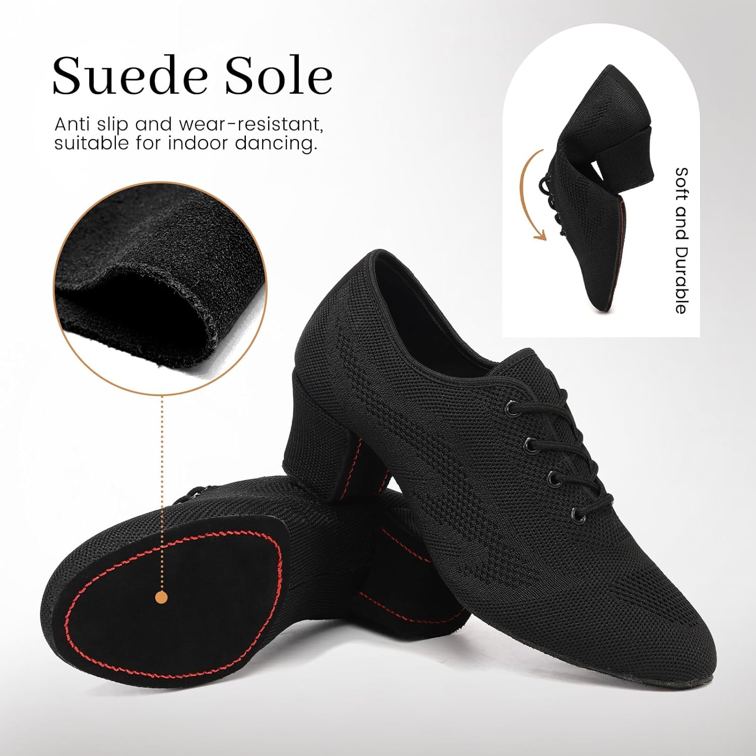 DYZSYIM Women's Ballroom Dance Shoes Lace-up Modern Salsa Teaching Practice Performance Dancing Shoes,Model HD01