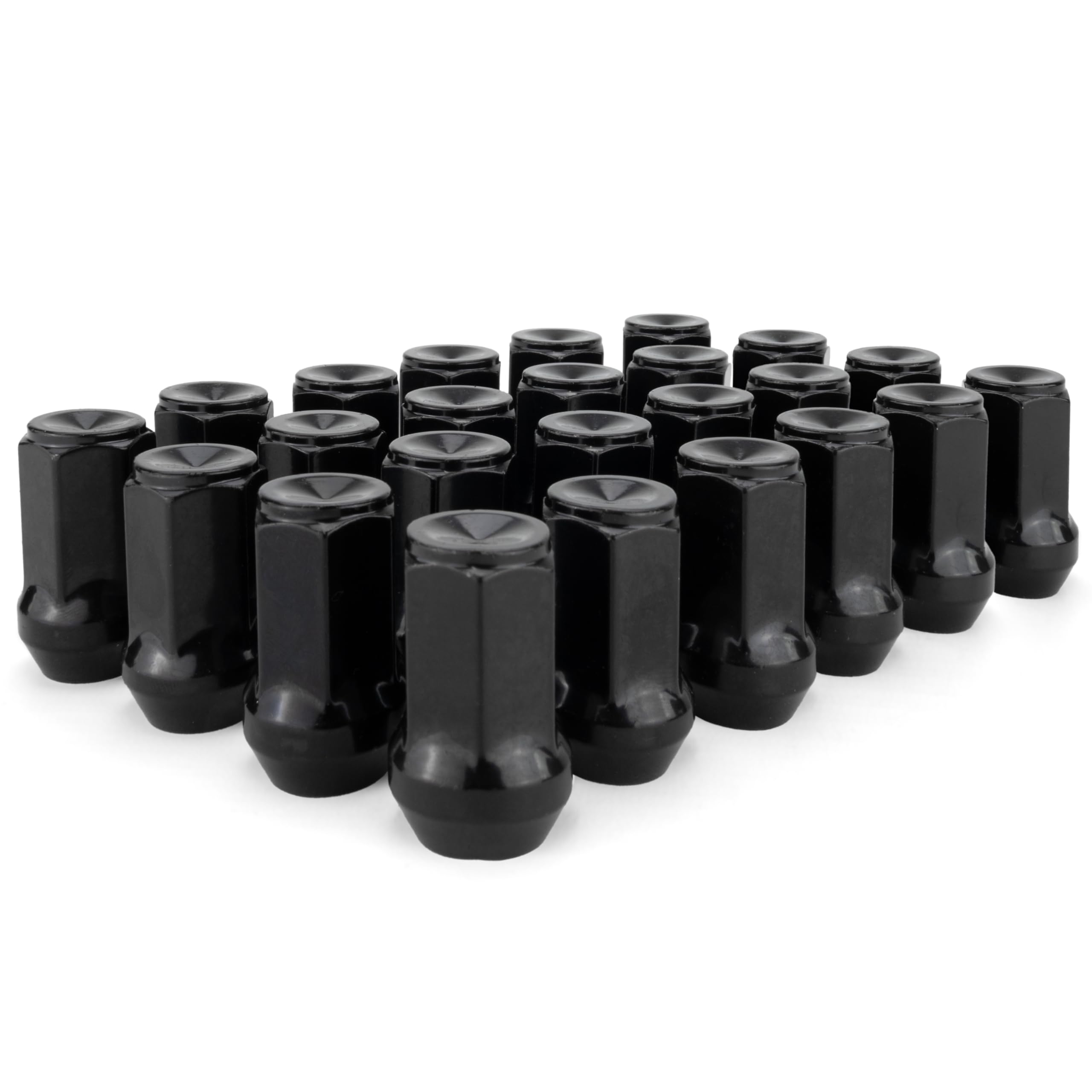HASKYY Lot de 24 écrous de roue M14 x 1,5 x 41 mm conique 60° SW19 (largeur clé) 6 trous noirs I compatibles avec Dodge RAM à partir de 2019