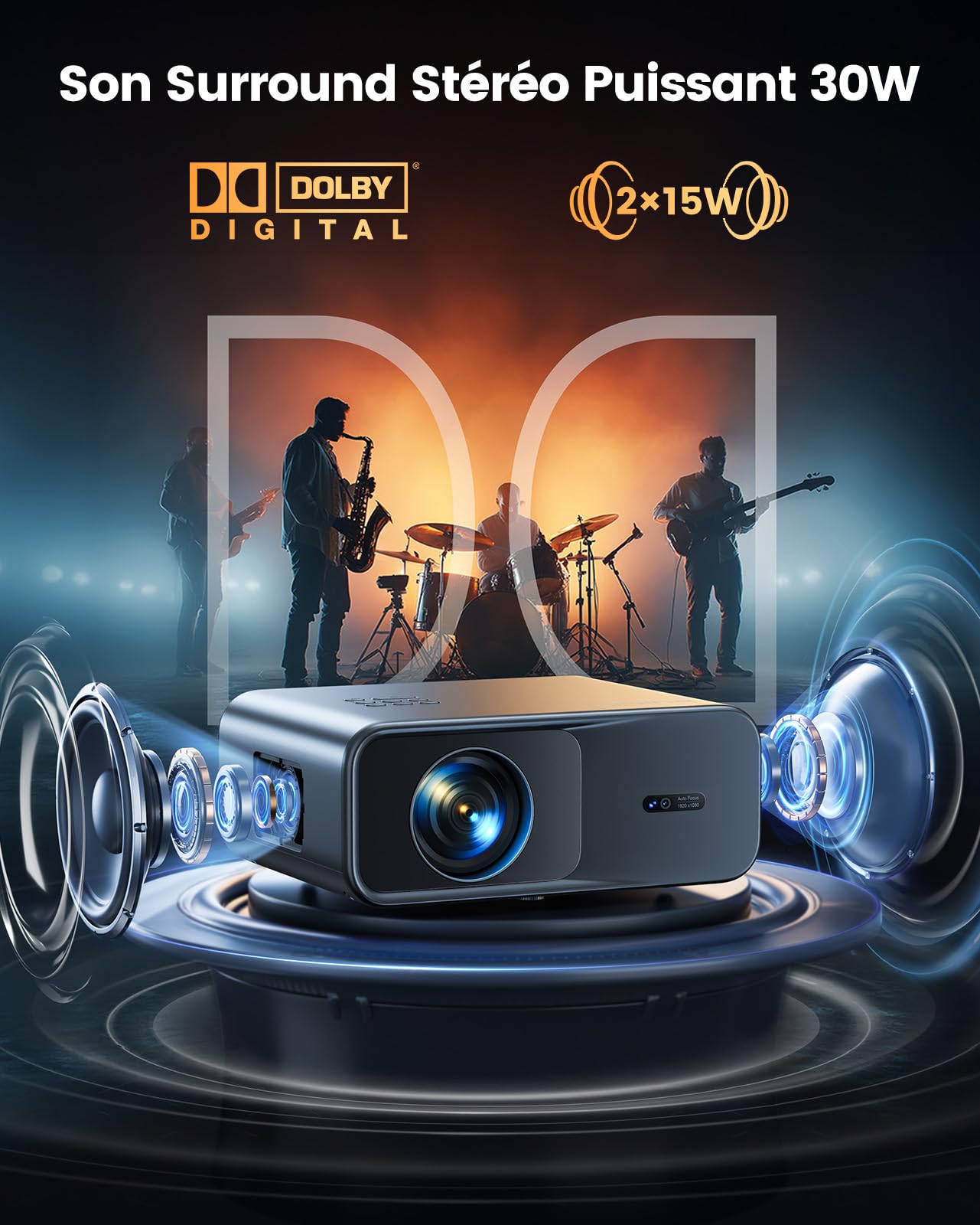 Vidéoprojecteur 4K【Google TV/Dolby】 36000 Lumens Disney+/Netflix Ready Projecteur Portable 4K Auto Focus/Keystone, Contrôle Vocal,HDR10 Projecteur WiFi Bluetooth FHD 1080P Rétroprojecteur Home Cinéma