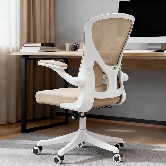 Ergonomic Office Chair with Adjustable Lumbar Support Flip-Up Armrests - High Back Computer Desk Chair with Thickened Seat