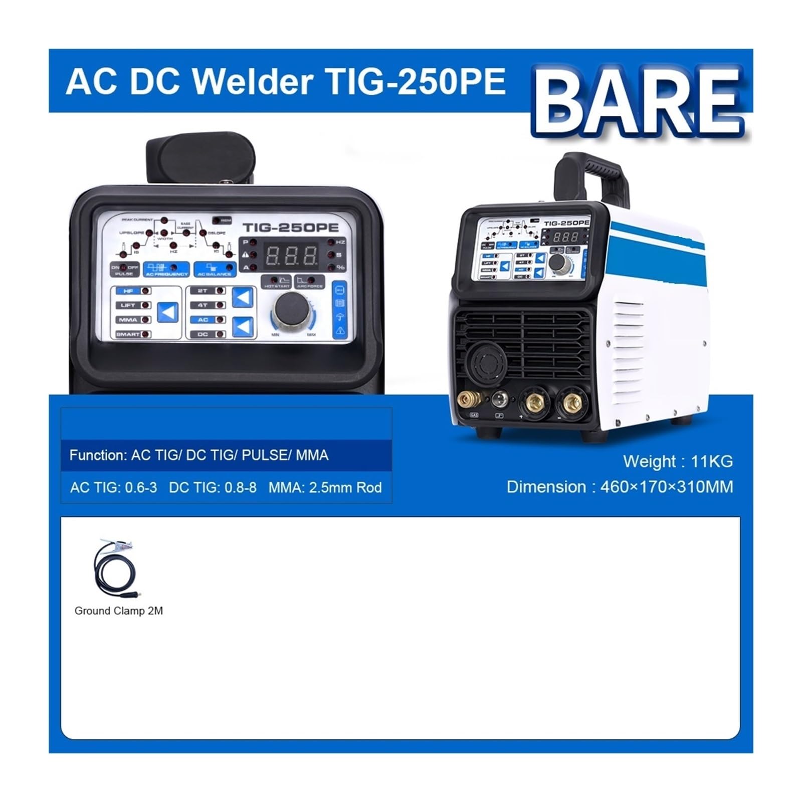 Máquina de soldadura AC DC TIG HF, soldadura de aleación de aluminio multifunción TIG/Pulse, soldadura de argón inteligente - Kit de soldadura(PE SUIT0)