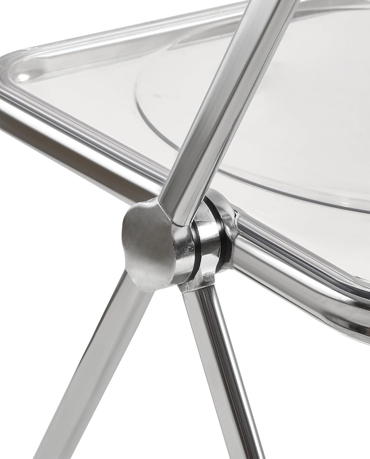 Ghost Crystal Folding Chair – Stackable Transparent Acrylic Seat with Chrome Frame, Space-Saving Foldable Design for Living Room, Events, and Outdoor Use (Clear)