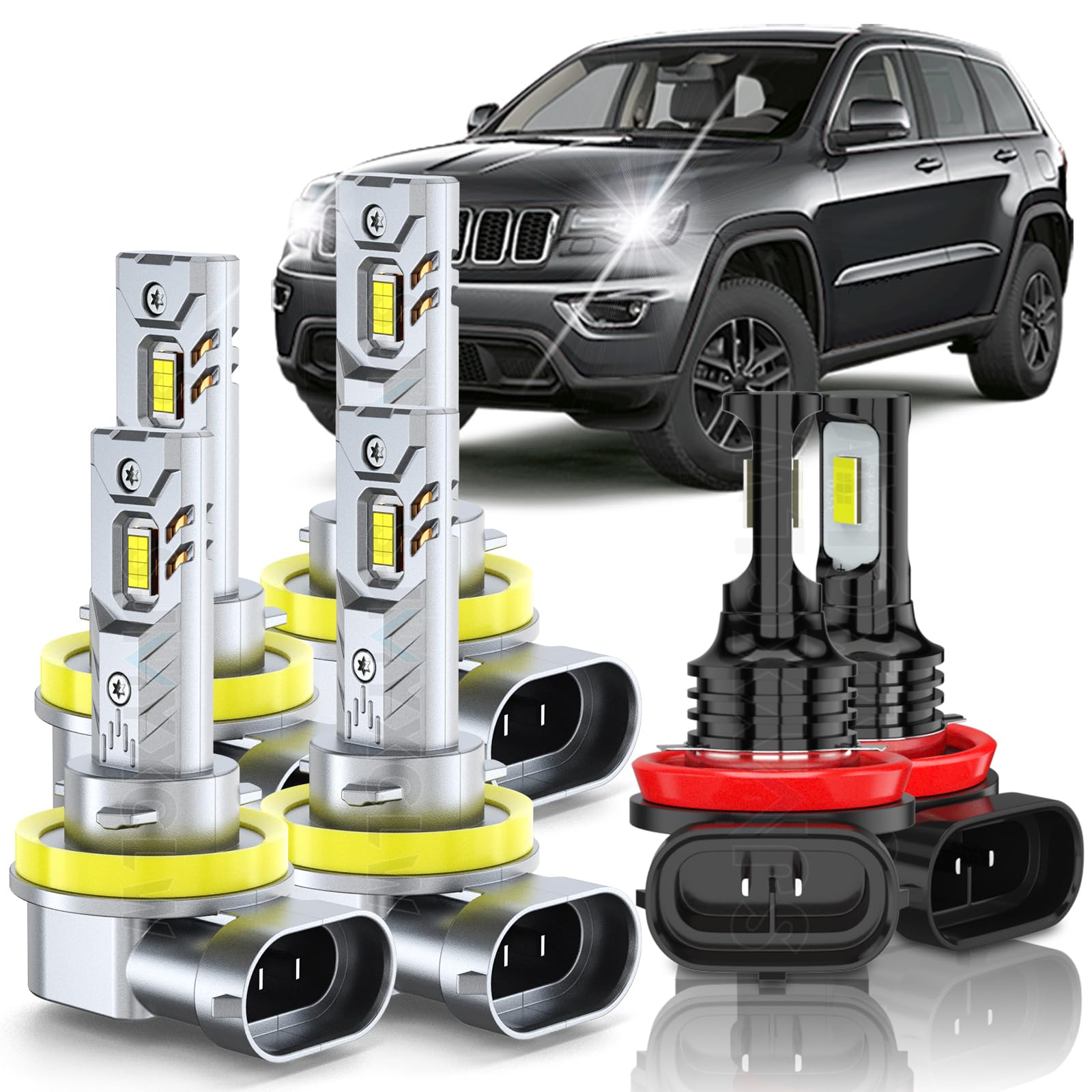 Photo 1 of SJMYXCLW Light Bulbs compatible for Jeep Grand Cherokee 2019 2020 2021 2022,High Low Beam Light Fog Lights Bulbs Combo for Off Road,Plug and Play,6 Packs