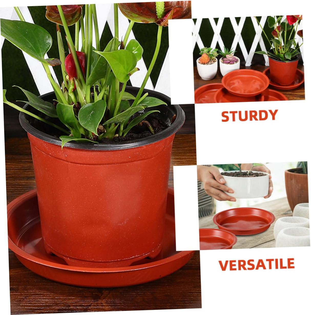 6pcs Thick Flower Pot Saucer Trays for Potted Plants Round Drip Plates for Indoor and Outdoor Use for Bonsai and Gardening Projects