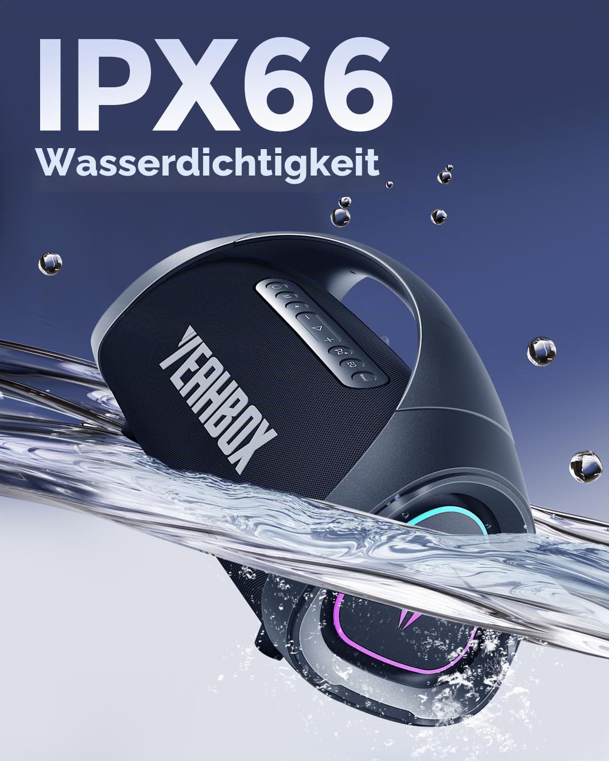 YEAHBOX Sonic Boom Max 300W Bluetooth Lautsprecher mit Massivem Bass, IPX67 Wasserdichter Tragbarer Lautsprecher mit Subwoofer/Equalizer/5 Playern/BT 5.3/Schnellladung, Außenlautsprecher