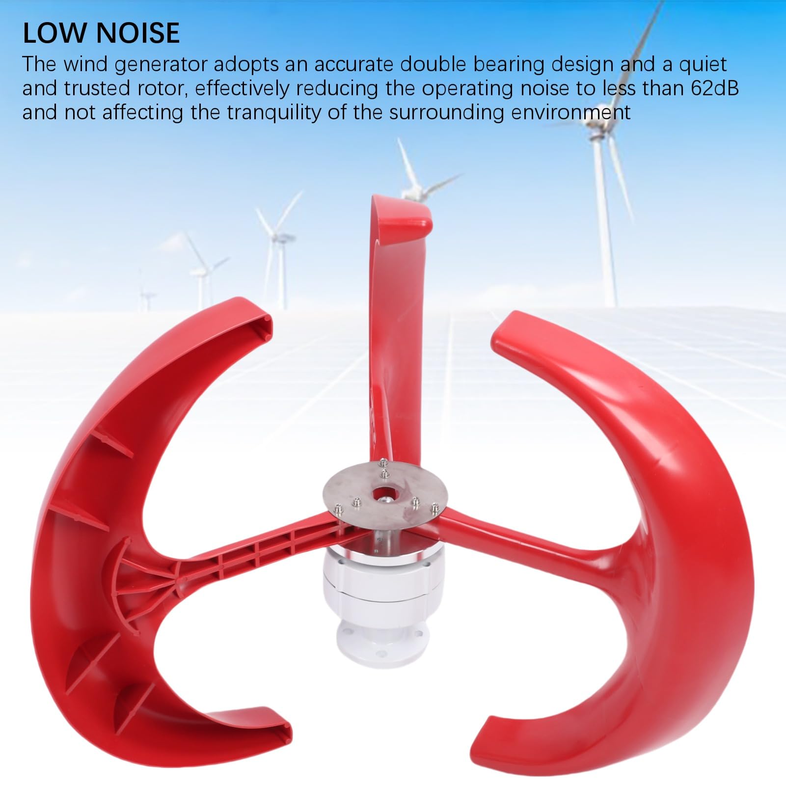 Generic Kit Generatore Eolico con Rotore a Basso Rumore da 300 W, Ideale per Lampioni Esterni con Design a Forma di Lanterna Rossa per Uso Domestico