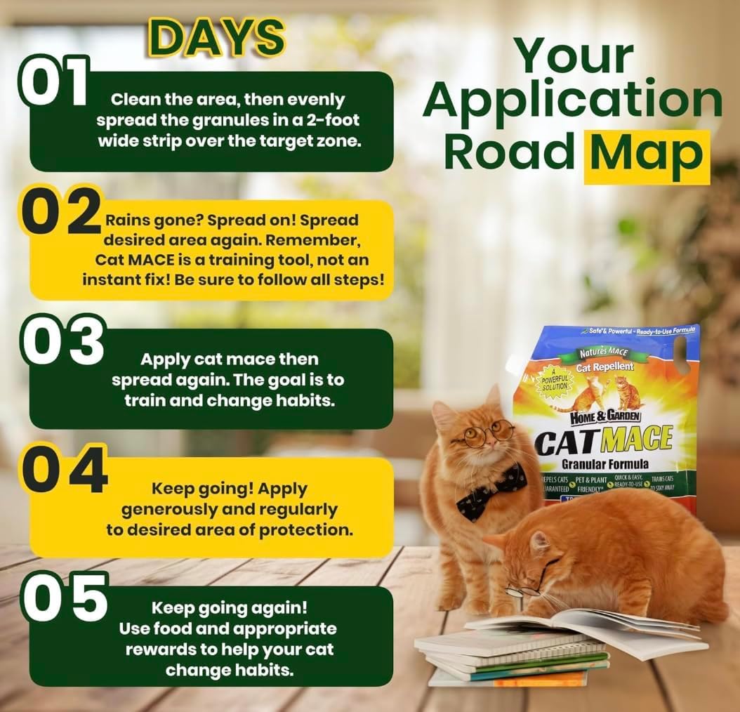 Nature's Mace Cat Mace Granules Outdoor cat Repellent for Yards, Gardens, and Plants. Safe for People, Pets, and Plants. Gradual Training Tool. (6 Pounds Granular (Pack of 1))