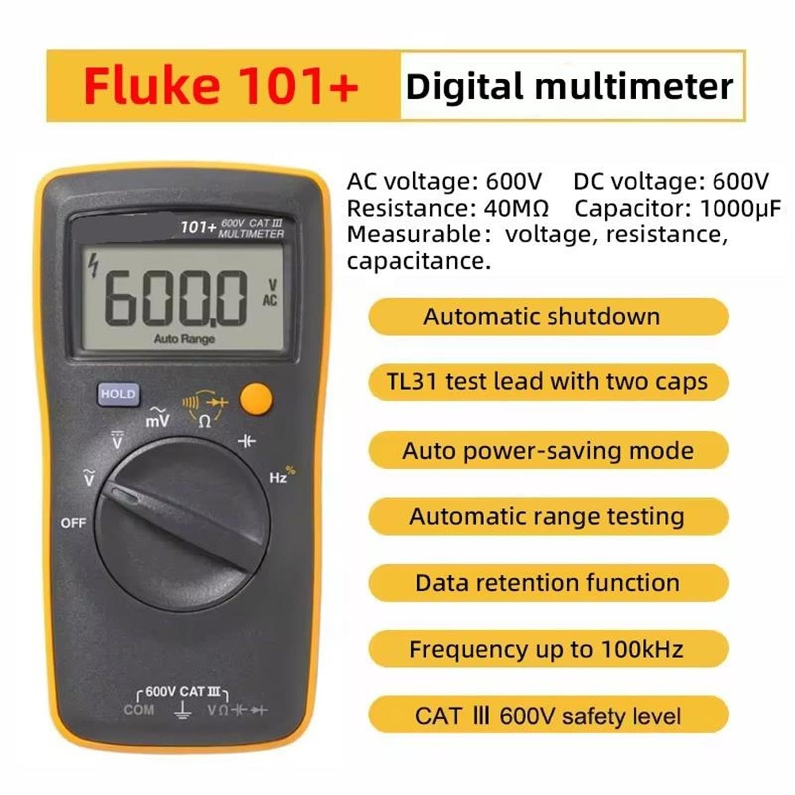 101/101+/101 Zestaw Multimetr cyfrowy Auto Zakres Cat III 600V