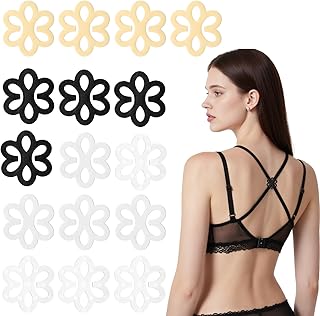 16Pcs Bra Clips to Make Racerback, Adjustable Bra Strap Holder Clips for Racerback, Bras Clasp to Make Racerbacks, Bras Strap Holders for Dresses Shirts and Sports (Black, Beige, White, Clear)