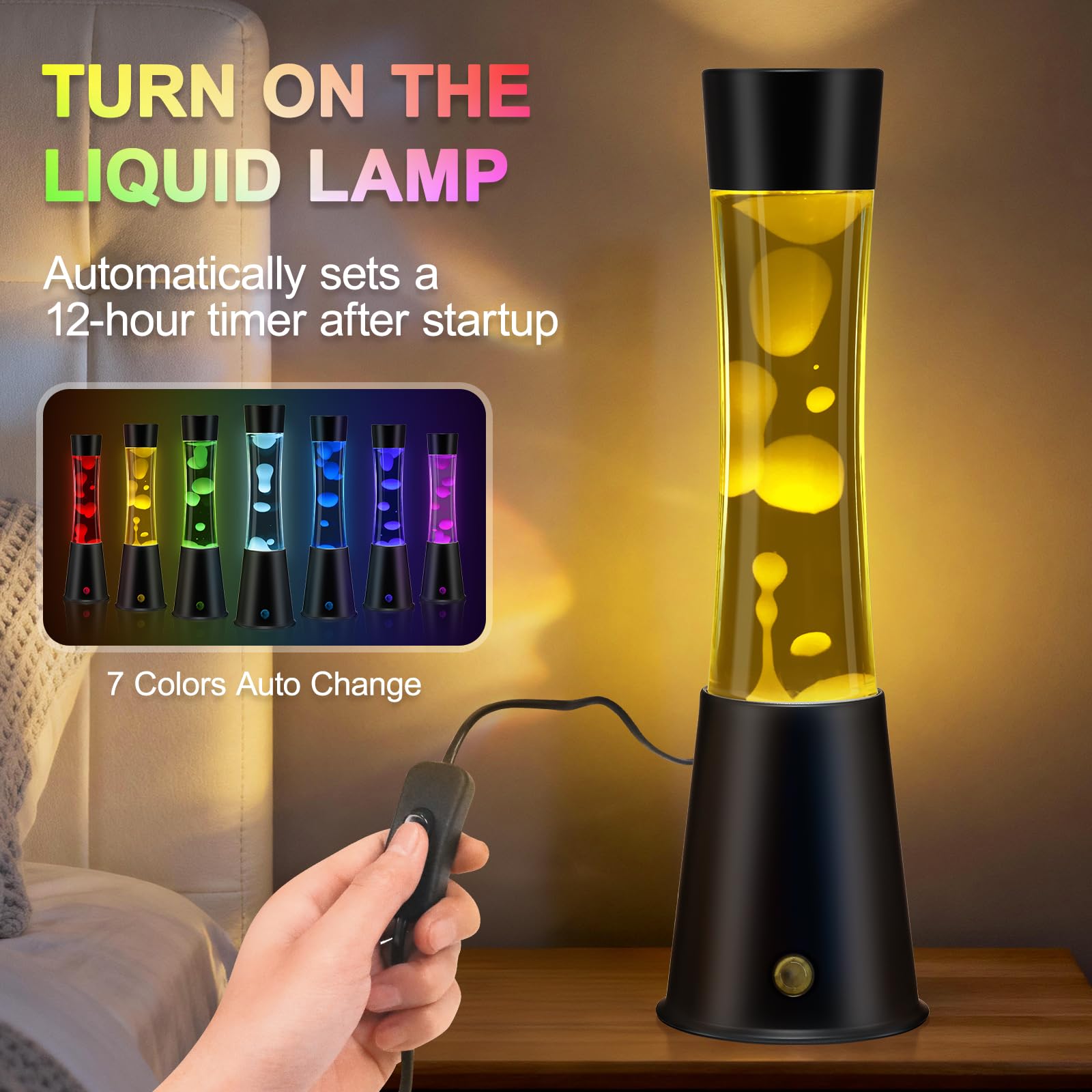 Lámpara de Luz Líquida, Lámpara LED Ambiental con 17 Colores y Mando a Distancia. Para Oficina, Decoración y Relajación, Ideal para Adultos y Niños.