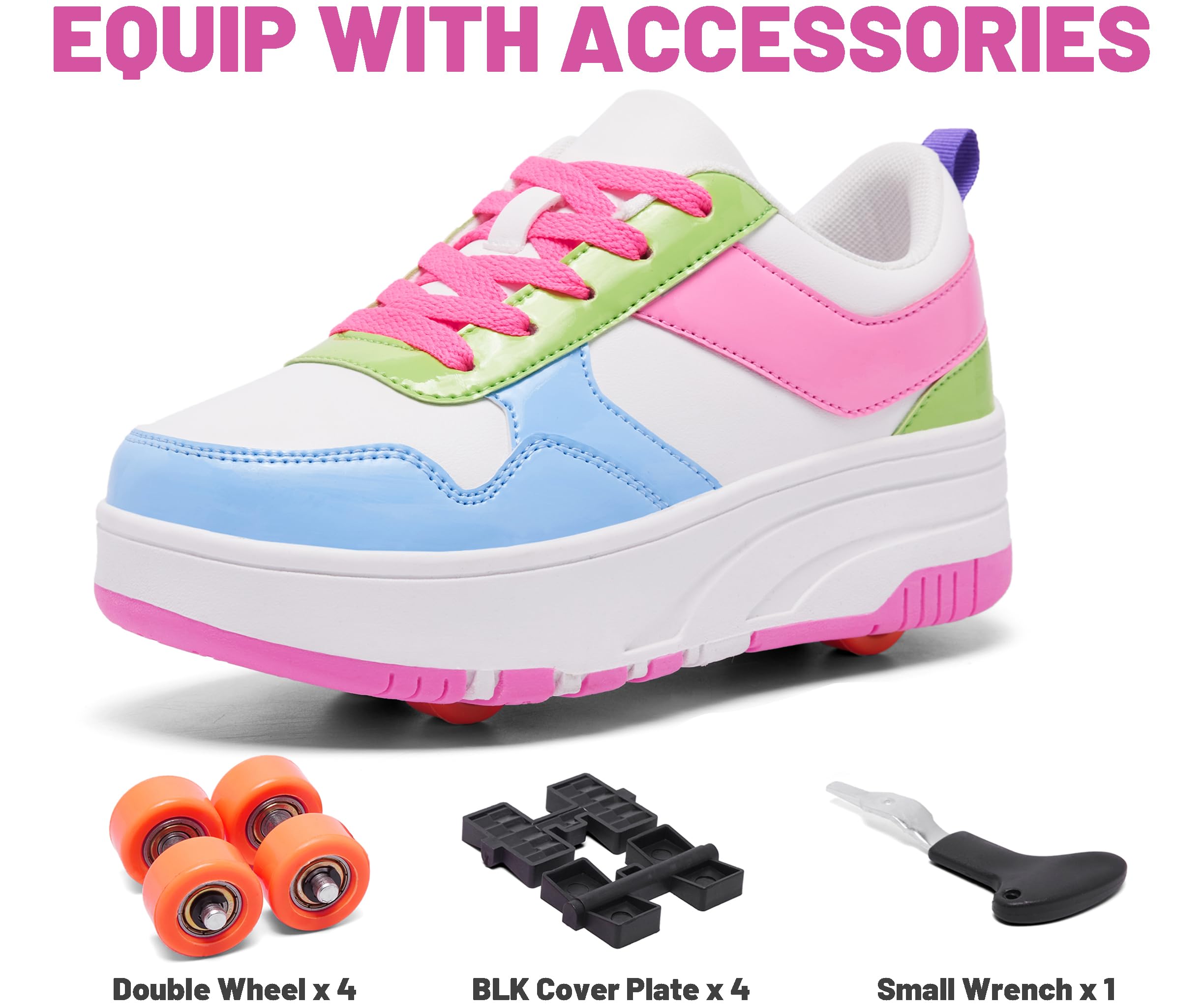 ANEFUN Ragazzi Ragazze Scarpe con Ruote Pattini Pattinaggio Bambini Pattini a Rotella Scarpe con 4 Ruote Rimovibili Comfort Sport Outdoor per Bambini