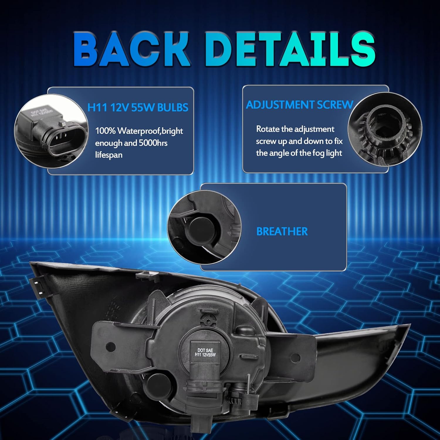 Fog Lights Lamps Replacement for 2013-2015 Nissan Altima Sedan Fog Light Assembly Compatible with H11 12V 55W Bulbs, Switch and Wiring Kit