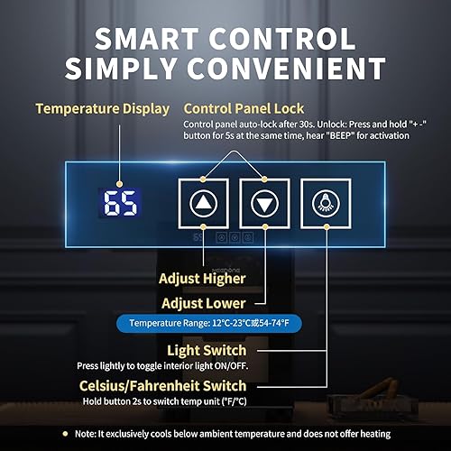 Miniatura 2 de NEEDONE Humidor eléctrico de 16 litros, gabinete grande para 100 unidades con estantes de madera de cedro español y cajón con higrómetro,