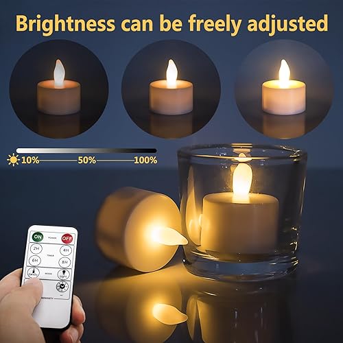Miniatura 3 de idyl light Velas de té recargables, vela LED con temporizador remoto, velas votivas sin llama con base de carga, velas de té parpadeantes, paquete