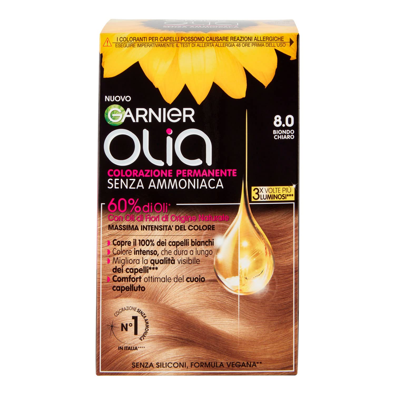 Garnier Olia Farba do Włosów, 8.0 Jasny Blond, 232 g