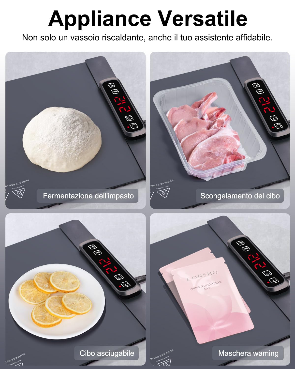 AUTOPkio Vassoio Riscaldante Elettrico, Tappetino Scaldavivande Pieghevole con 5 Temperatura & 4 Timer Auto-off Blocco Bambini per Buffet, Feste, Banchetto, Casa