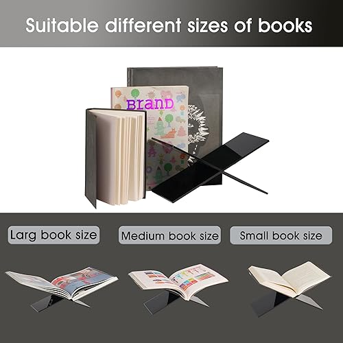 Miniatura 4 de Soporte para libros de acrílico transparente, soporte abierto de lectura transparente con pisapapeles, perfecto para libros de cocina, revistas y