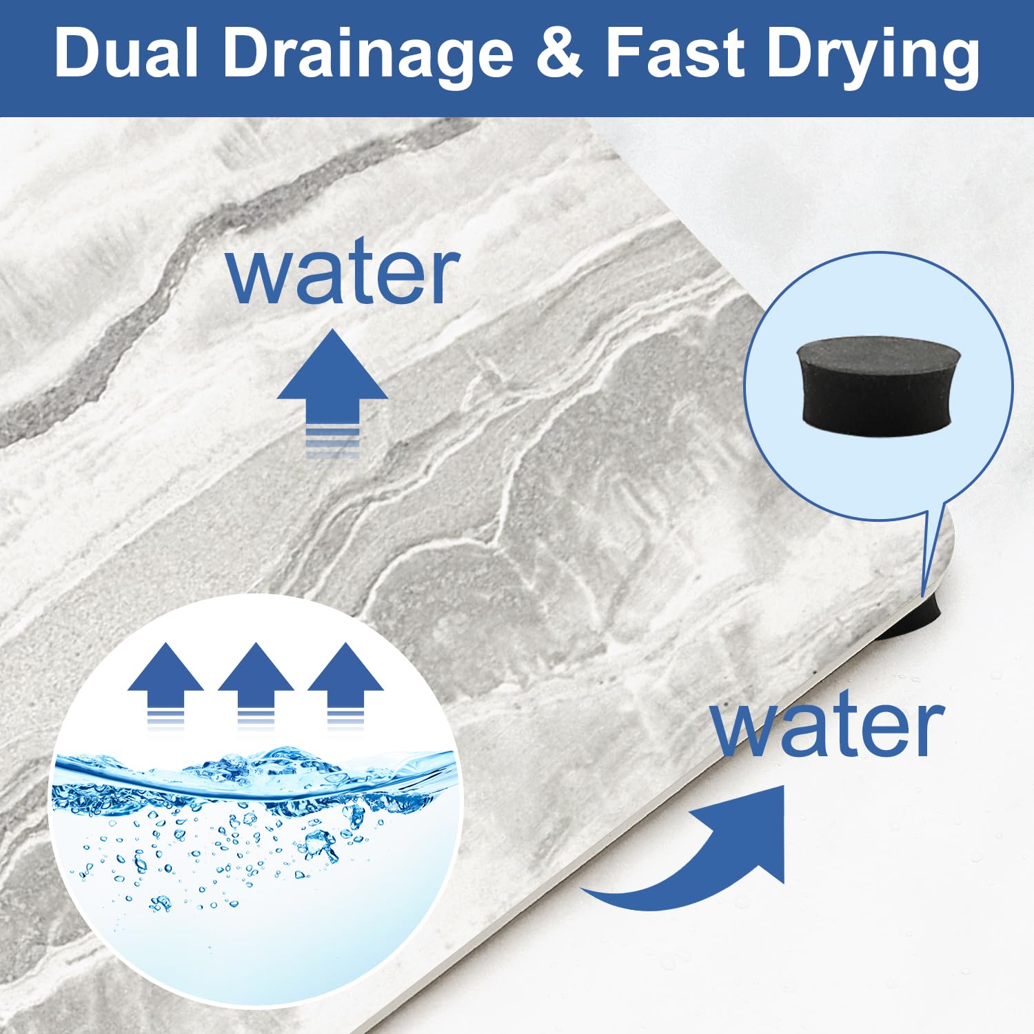 2 Pack Water Absorbing Stone Drying Tray for Kitchen Counter Marble Bathroom Sink Trays Accessories Diatomite Stone Soap Dish Holder Kitchen Tray for Bathroom Vanity Trays Quick Instant Dry Sink Caddy 2