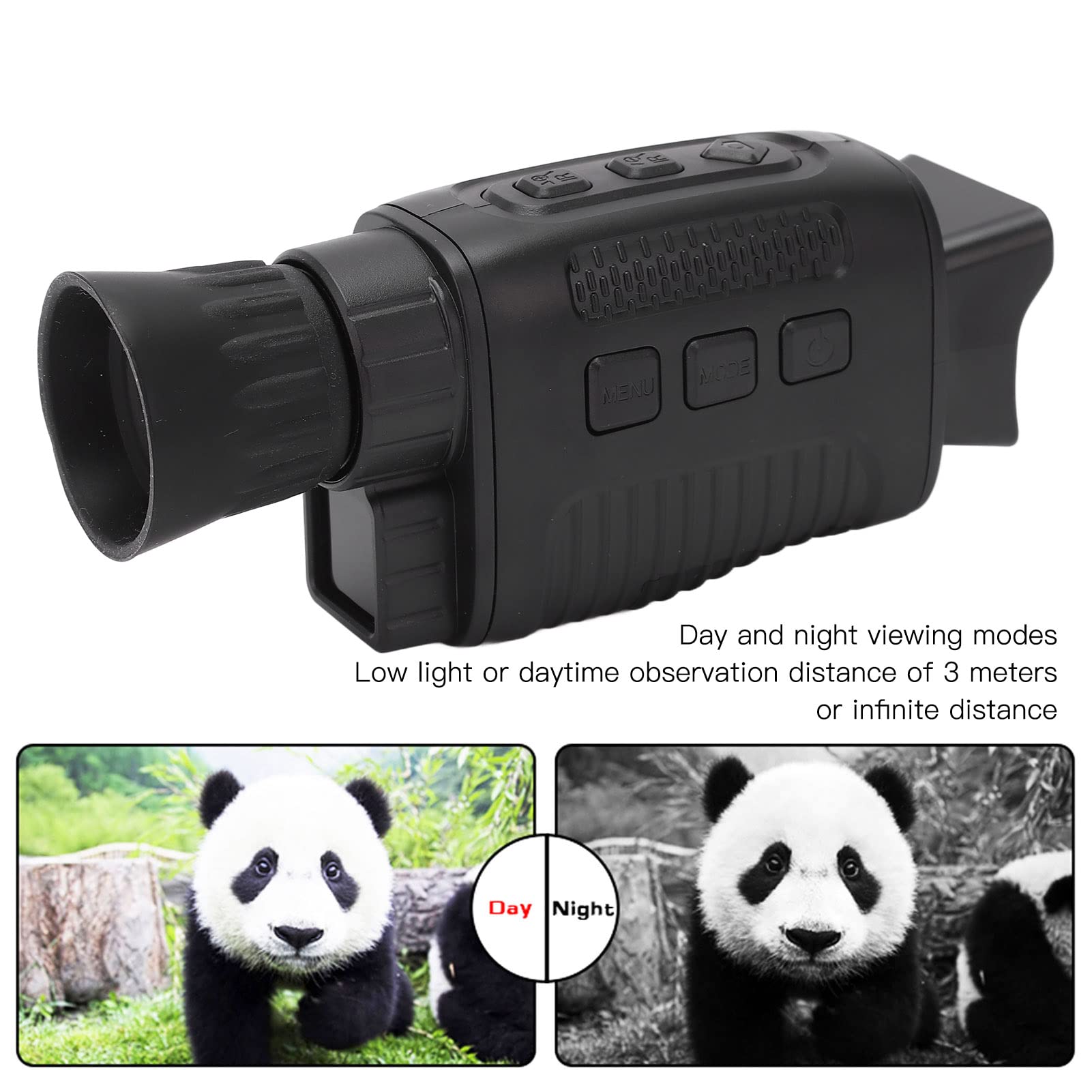 Monocular de visión nocturna con pantalla TFT HD de 1.5 pulgadas, visión nocturna IR 5X con grabación de fotos y video, 200 m de larga distancia para pesca nocturna, caza, camping