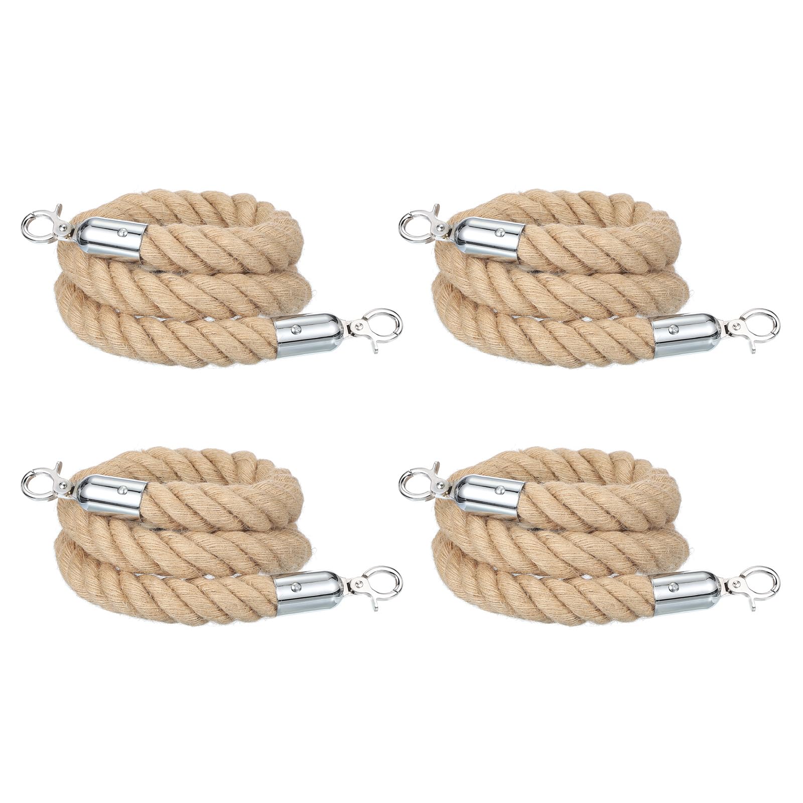 QUARKZMAN 4Pcs Jute Stanchion Rope 3ft x 1.3 Inch Avec Mousquetons