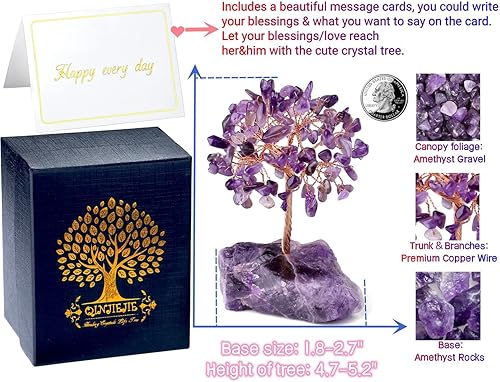 Miniatura 6 de QINJIEJIE Paquete de figuras de búho de cristal de amatista y cristales de lepidolita, piedras preciosas naturales de Reiki, decoración de piedra