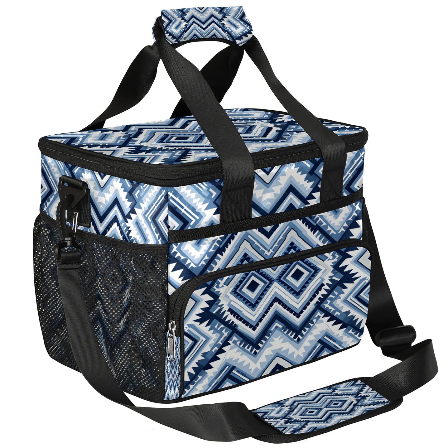 Lunch Box for Men Heavy Duty Insulated Lunch Bag for Women Ethnic Zigzag Lunchbox for Adults Lunch Cooler