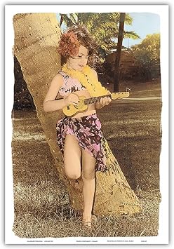 Ukulele Girl - Young Hawaiian Child Keiki Poster Print | From an Original Hand Colored Photograph, by Himani, poster print, unframed, 13 x 19 in