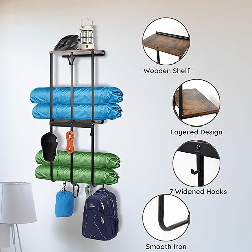 Miniatura 2 de Estante de almacenamiento de pared para silla de campamento para garaje, soporte para silla de campamento, organizador de silla de césped de pared,