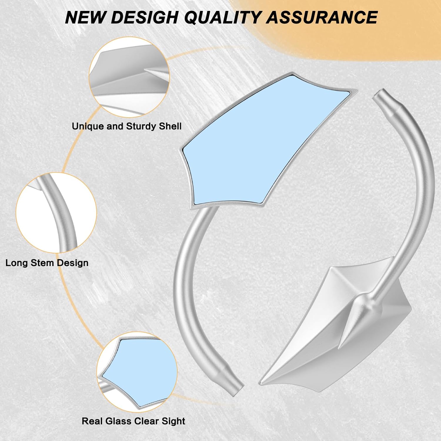 Motorcycle Rear view Mirror 8mm 10mm Side Mirrors 360 Degree Sliver Universal Replacement for Harley Softail Dyna Sportster Road King Electra Glide Street Bike Scooter Chopper Cruiser