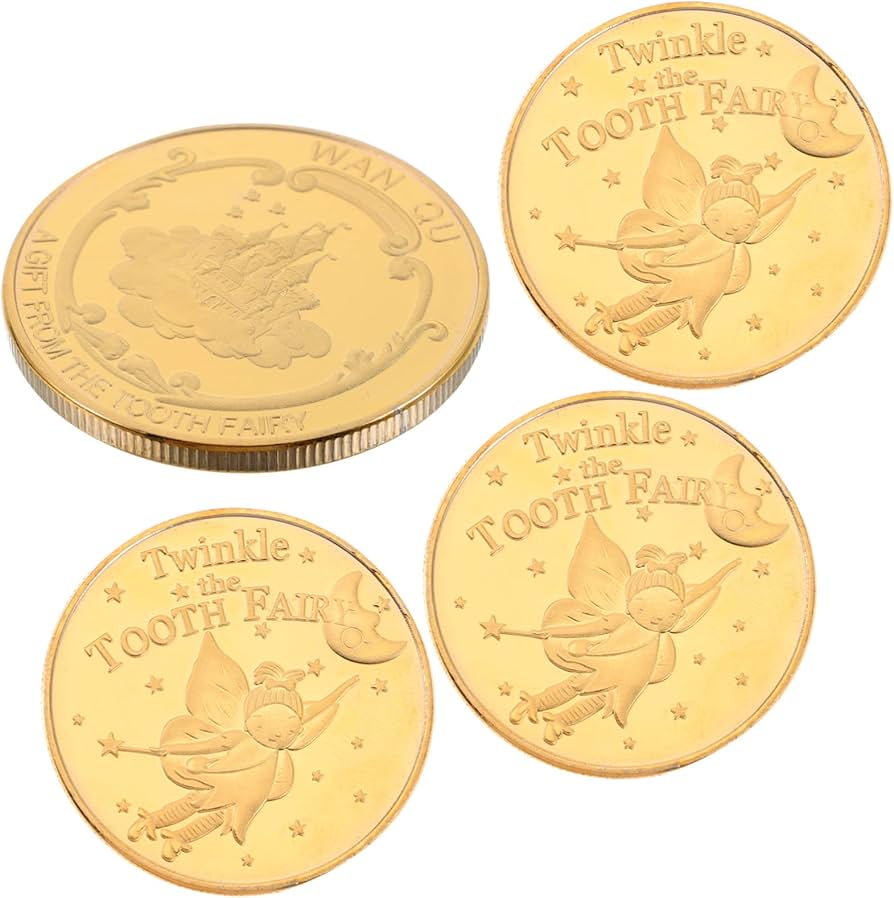 Amazon.co.jp: WOONEKY ユニークな の妖精コイン装飾 4個 シックな男の子と女の子の コイン 繊細な の記念コイン コレクション用  : おもちゃ