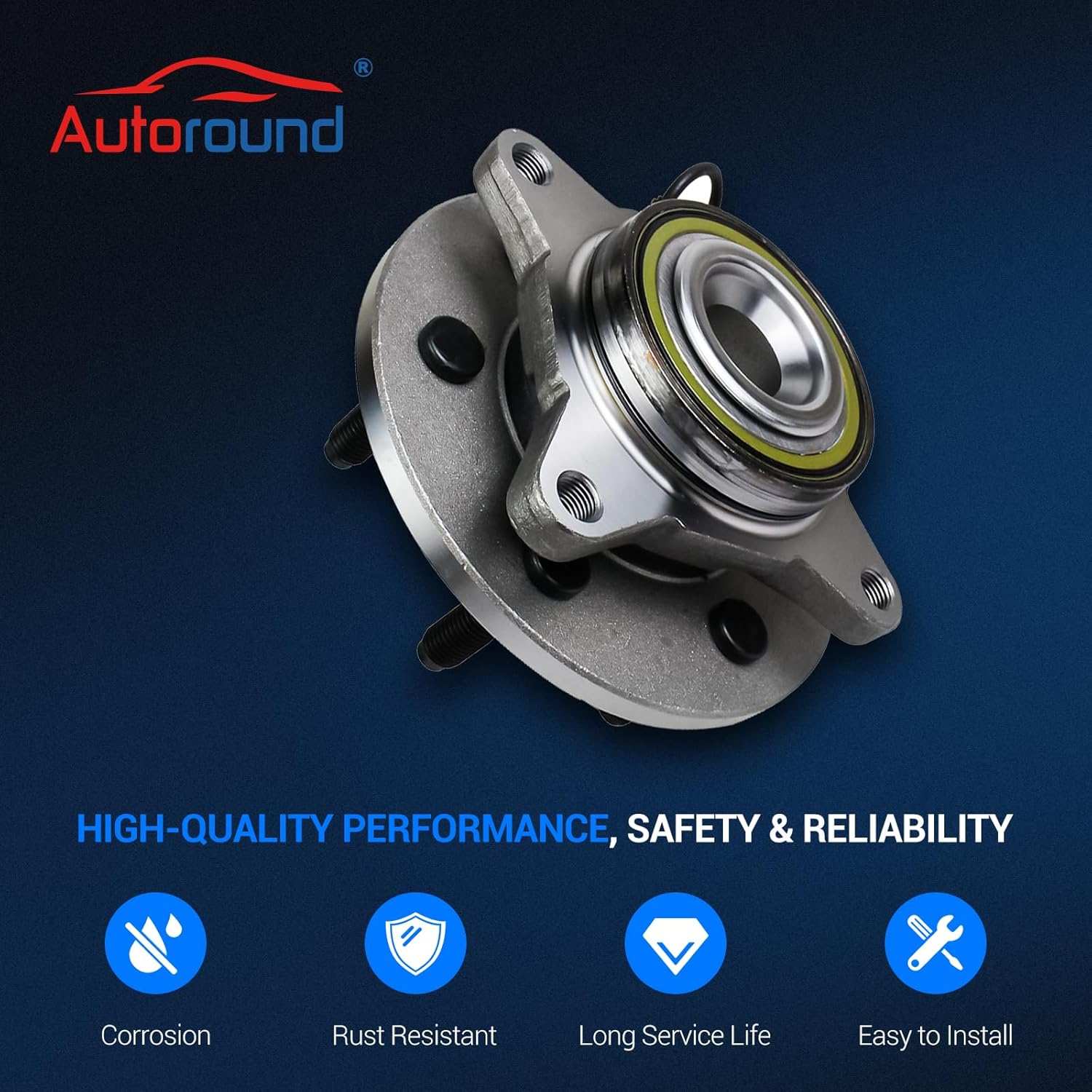 Autoround 515042 2WD Front Wheel Bearing and Hub Assembly Fit for 2003-2006 Ford Expedition & Lincoln Navigator, 6 Lug w/ABS, Set of 2
