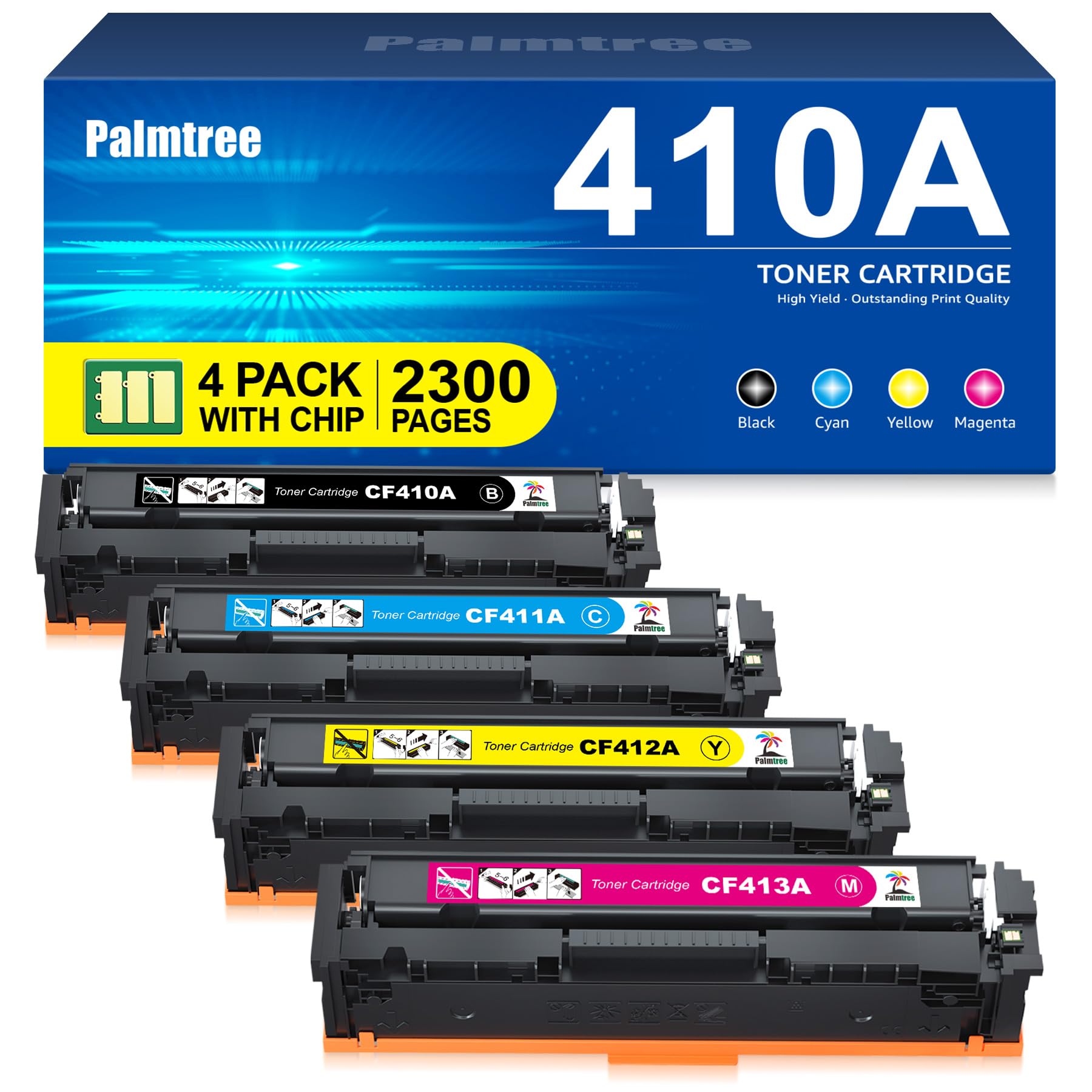 Palmtree Compatibili Cartucce di Toner Sostituzione per HP 410A 410X CF410A per HP Laserjet MFP M477fdw Toner per Color LaserJet Pro MFP M477fdw M477fdn M377dw M452nw M452dn M477fnw M477dw M477