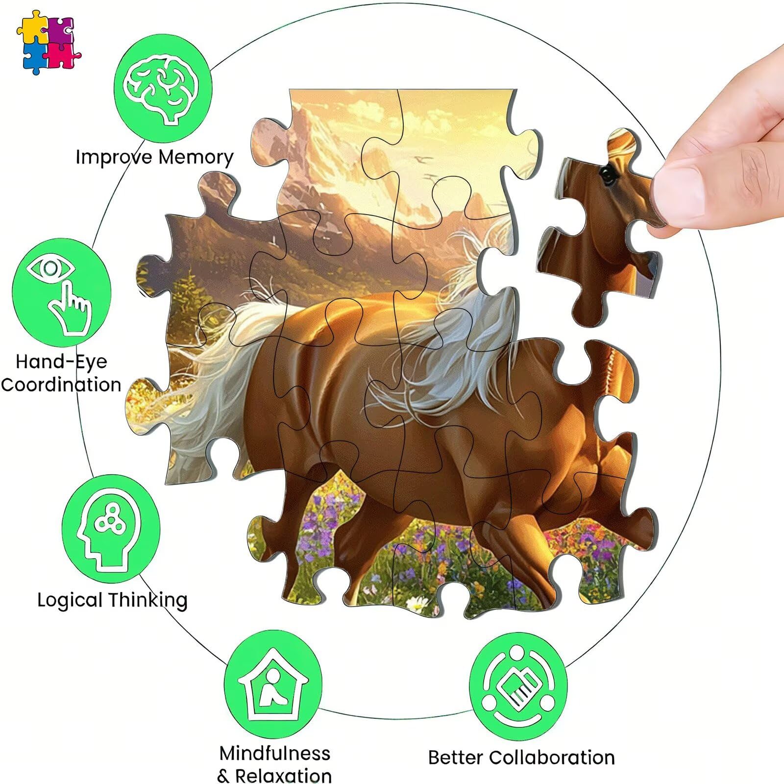 Puzzle 2000 elementów, łańcuch góry koń puzzle 2000 elementów dorośli i dzieci, wysokiej jakości artystyczna łamigłówka, 99,5x70,5 cm Klasyczna gra Puzzle dla dorosłych, prezent dla kobiety/mężczyzny