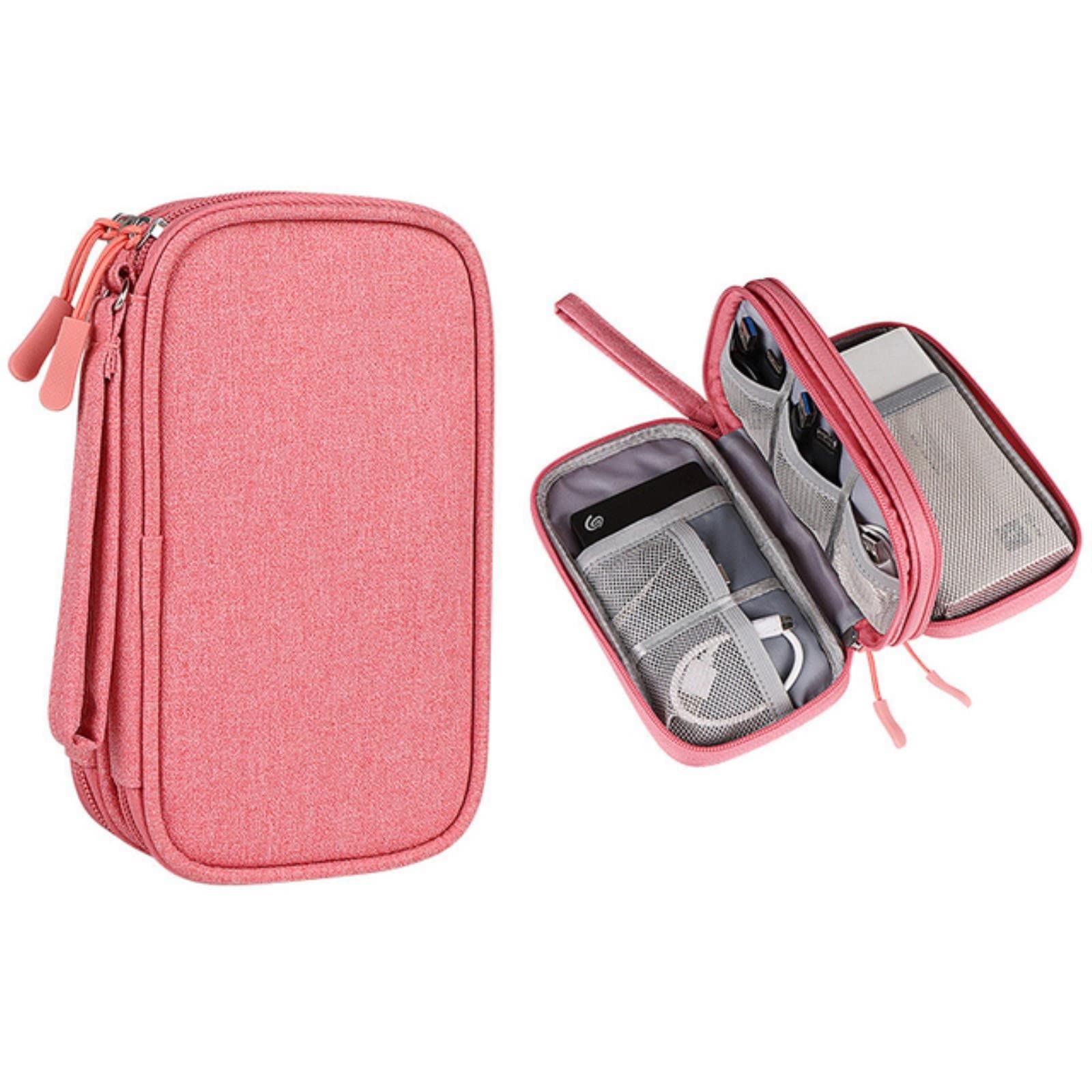 szt. Dwuwarstwowa torba do przechowywania akcesoriów cyfrowych Przenośna osłona dysku twardego Kabel do transmisji danych Pudełko na słuchawki-Rose Red S