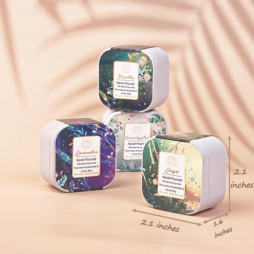 Miniatura 2 de Paquete de 8 velas orgánicas de aromaterapia de alta calidad, frascos de cera de soja vertidos a mano, fragancia natural para decoración del hogar,