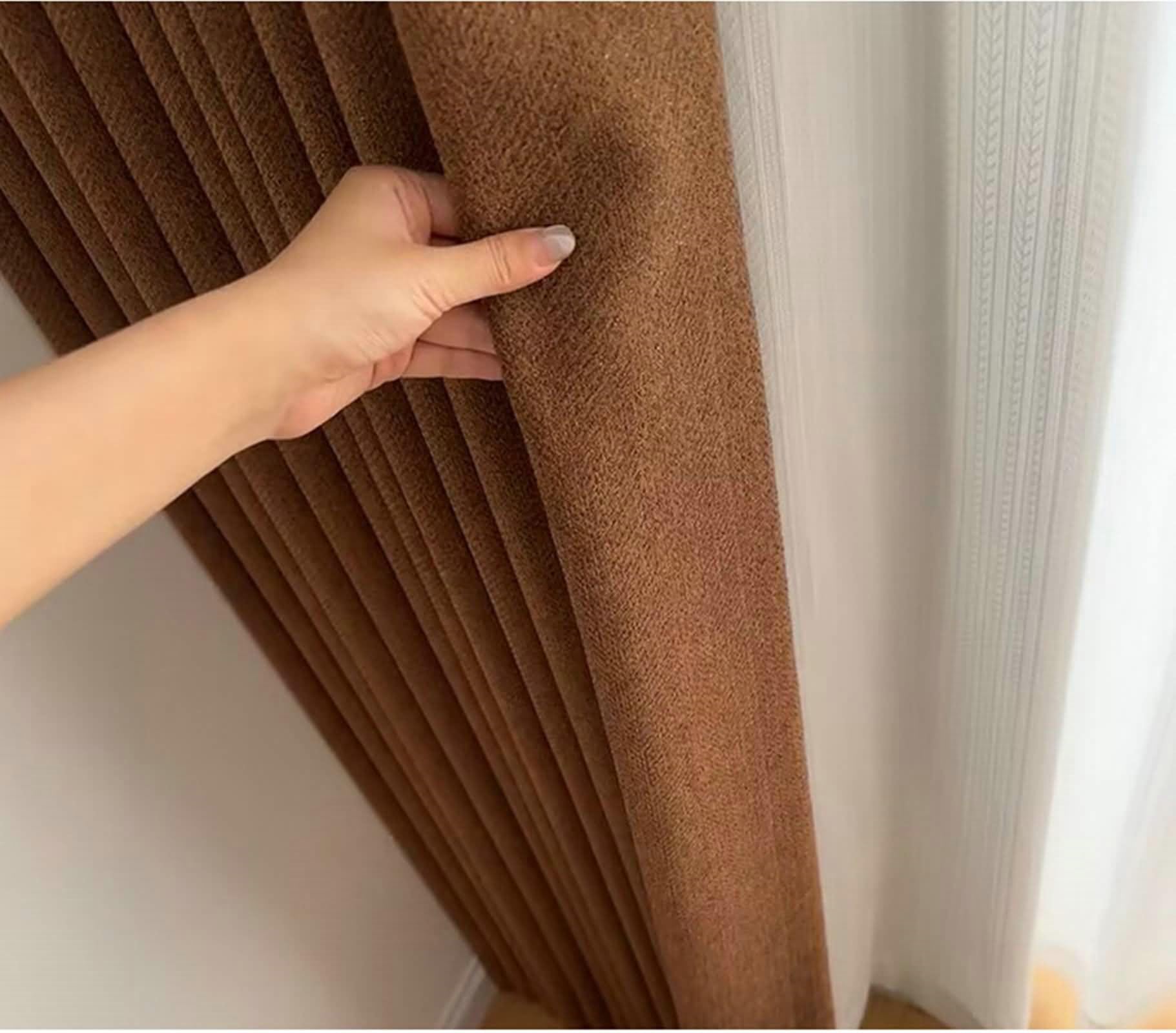 Tende Salotto 2 Pezzi, Tenda Salotto Marrone Oscurante 96x138 Tinta Unita Tenda Interno Finestra