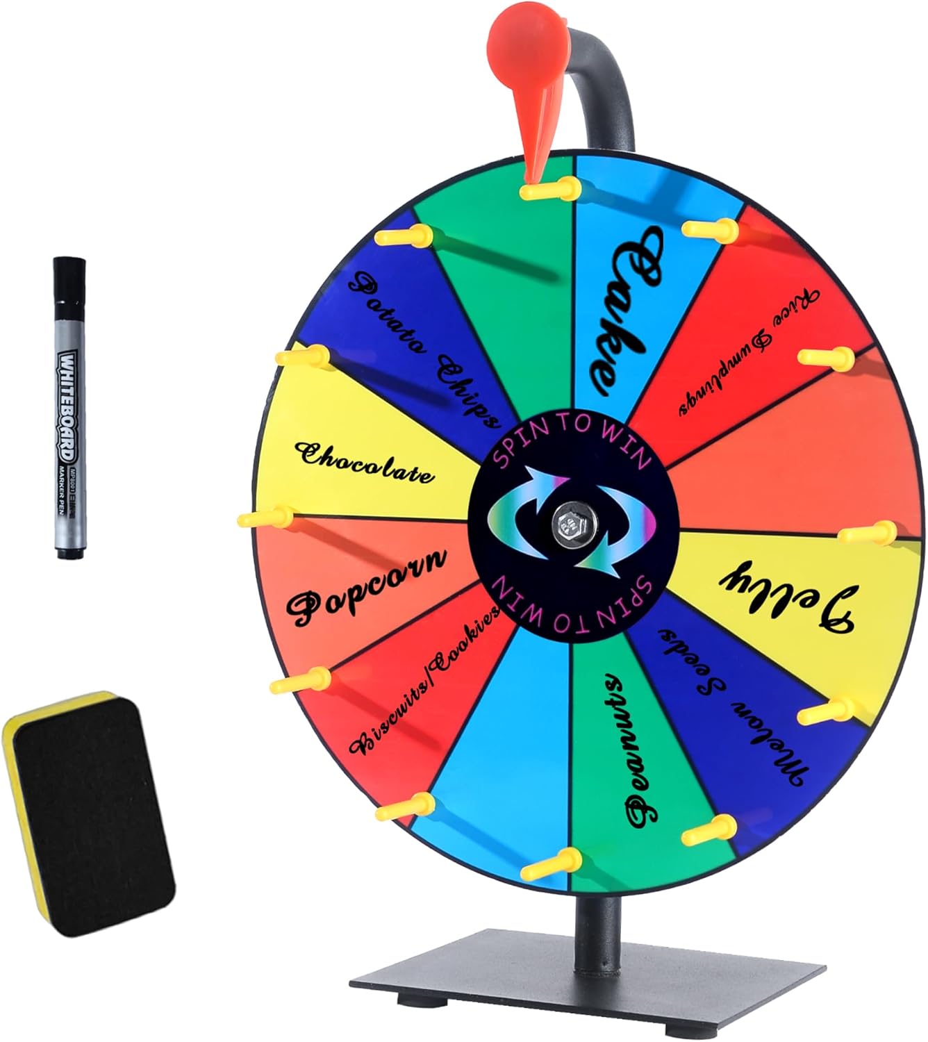 12 Inch Spin Wheel Prize Wheel with 12 Slots,Heavy Duty Base and Stand,Ideal for Carnival Events Home Parties and Tradeshows Engaging Spinning Wheel for Prizes Wheel of Fortune Spin the Wheel