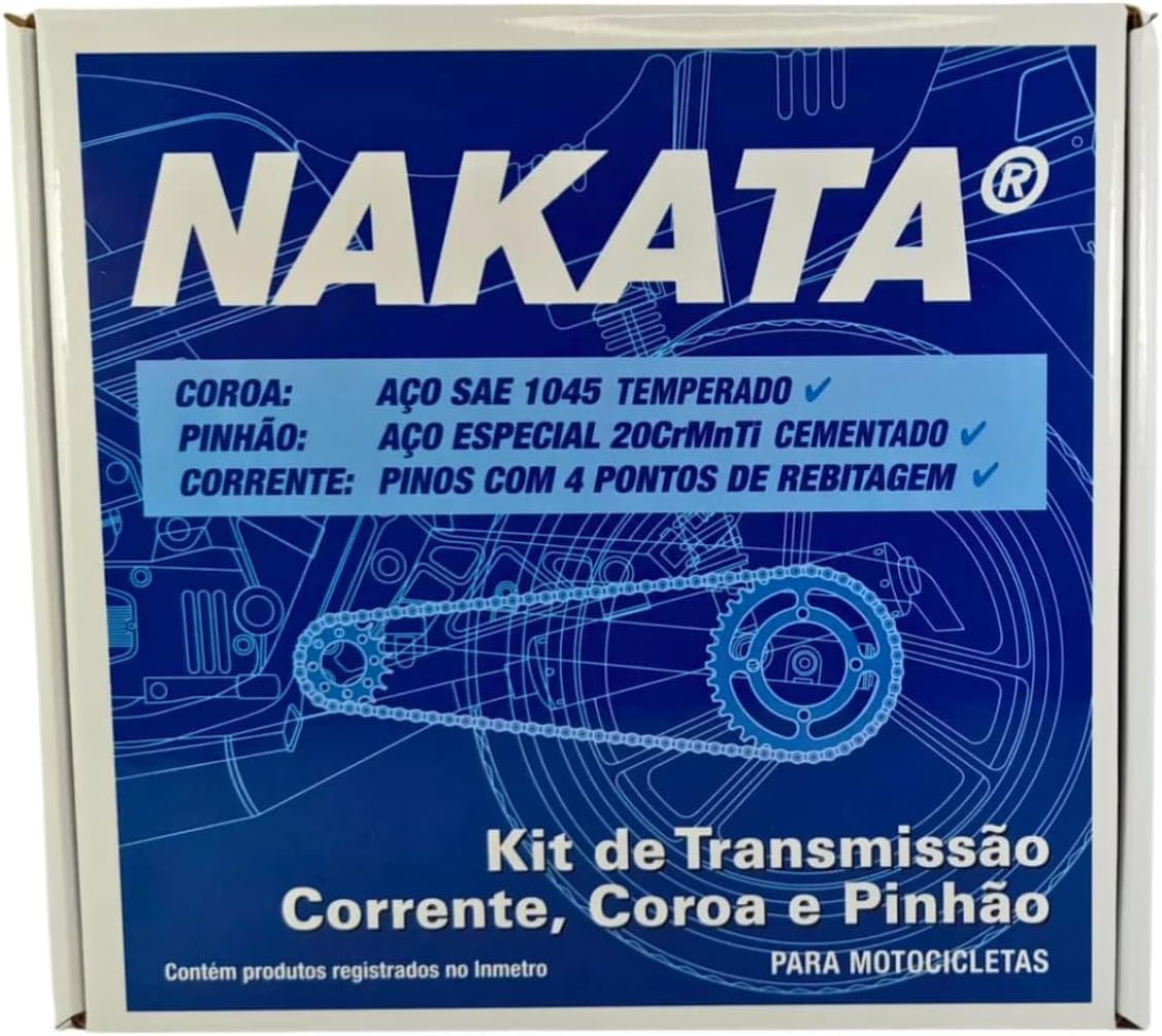 Kit Relação Moto CG 150/160 Titan Fan Start Cargo Aço 1045 Original Coroa, Pinhão e Corrente Reforçada Peça Manutenção