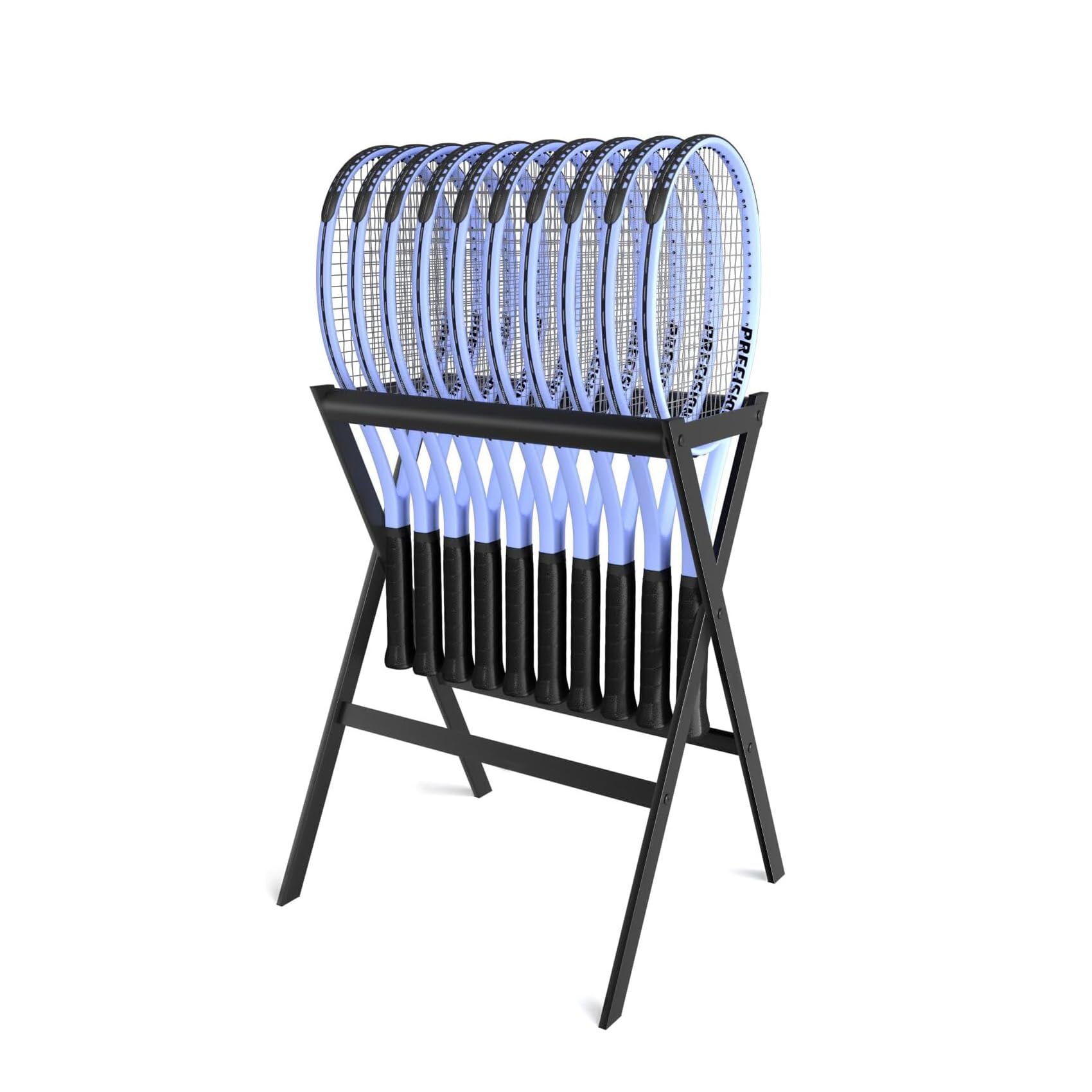 Estante de almacenamiento para raquetas de tenis, soporte de raqueta de tenis, soporte de metal duradero, organizador negro