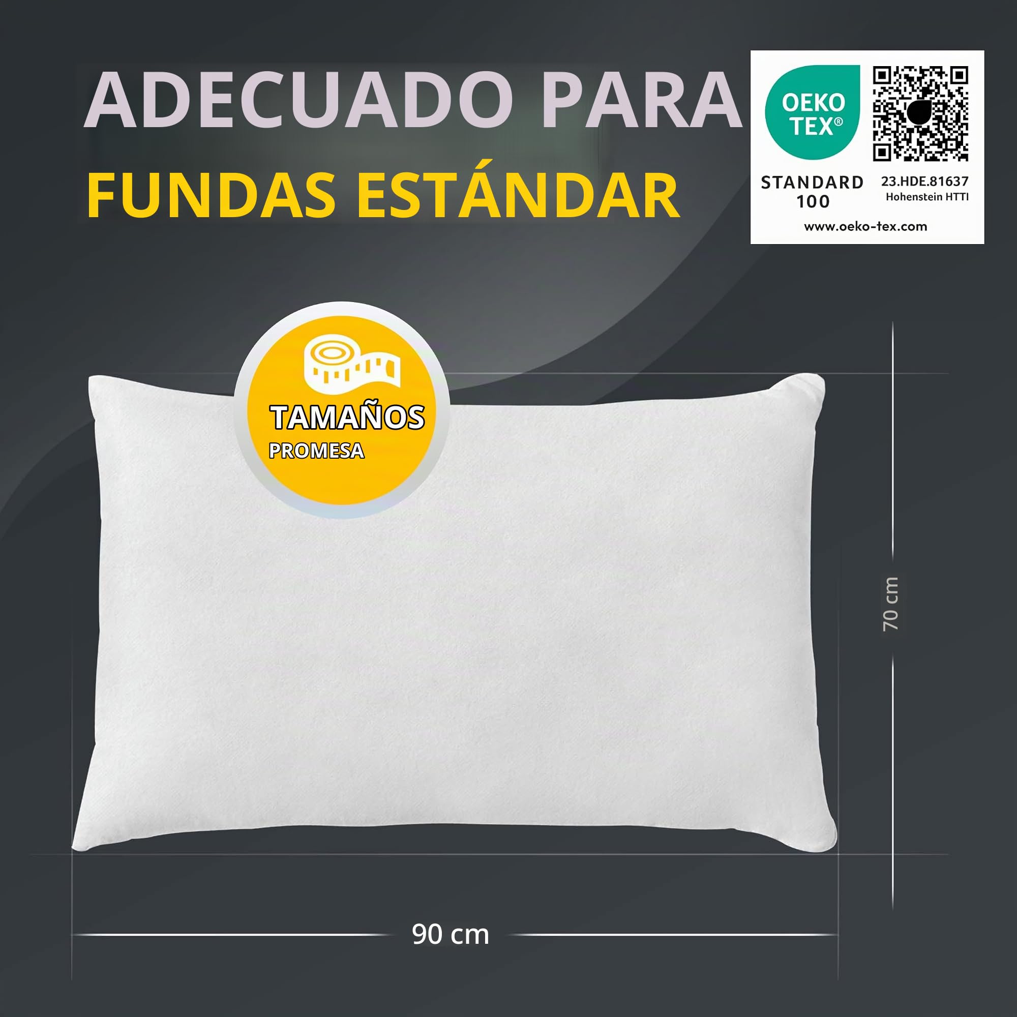 LILENO HOME Lote de 4 Relleno de Cojín de 70x90 cm - Relleno Interior Lavable a 40°C Apto para Personas Alérgicas - cojín de poliéster Inlet cojín de sofá - Cojín para Cóctel y Almohada