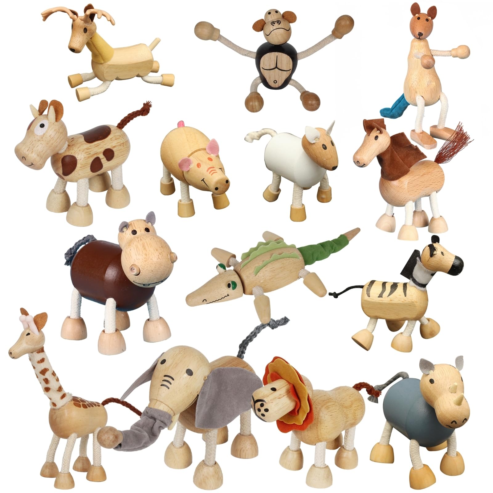 Wooden Animal Anamalz Wholesale 14 Pack Bendable Wooden Animal