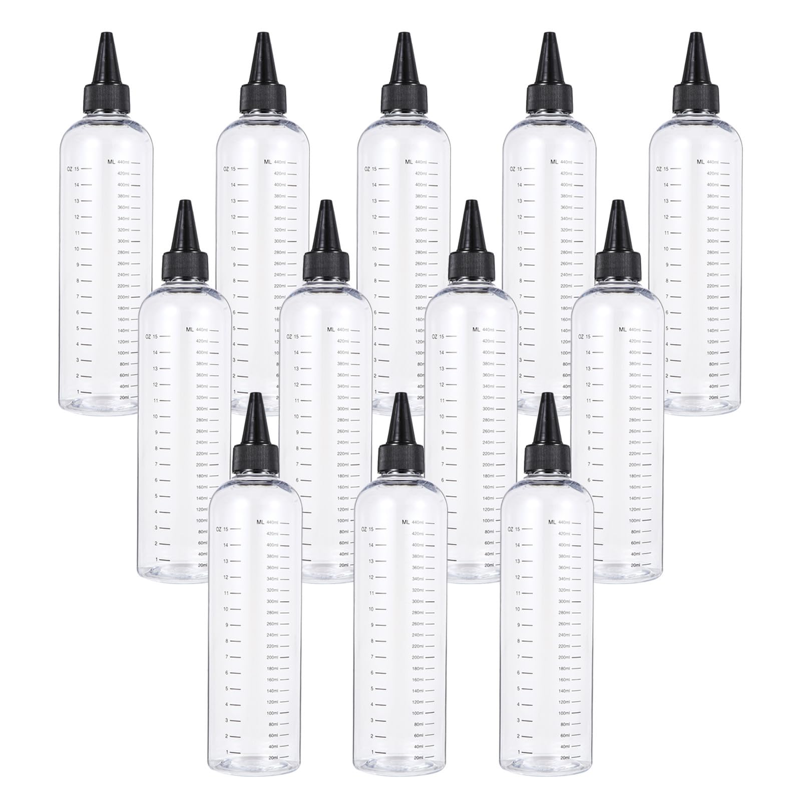 HEALLILY 12 Piezas Botella Rellenable de Plástico Pet de 500ml Punta de Aguja y Calibración Precisa para Uso en Peluquería y Tiendas de Mascotas