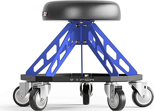 Miniatura 9 de Vyper Robust Steel Pro Shop Silla para mecánica, automoción, bricolaje, taburete de garaje de capacidad de 400 libras, ruedas grandes (asiento
