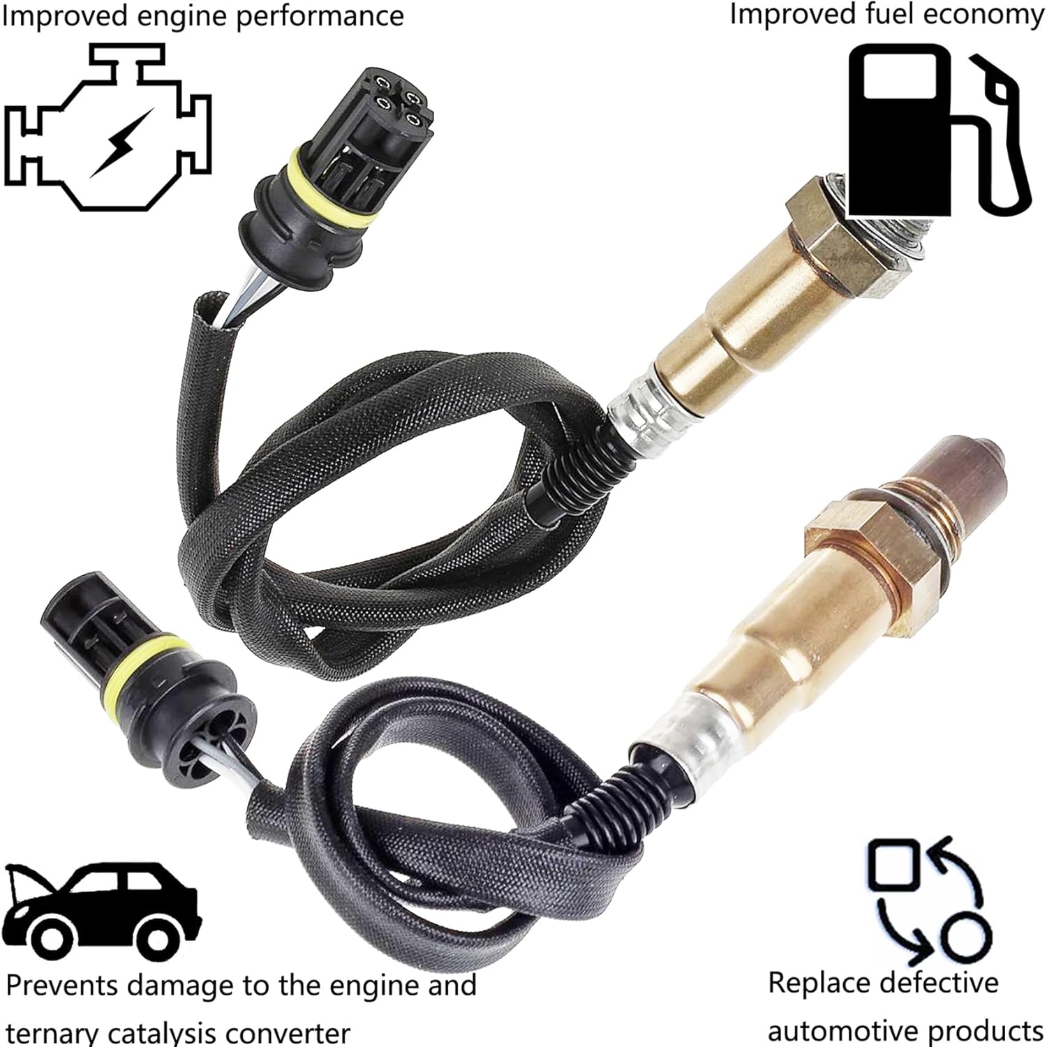 Dropwater 1 Pair Upper and Under Oxygen Sensors Replacement for Mercedes-Benz 2001 2002 2003 2004 2005 C240 C320,Replaces#234-4883 234-4898