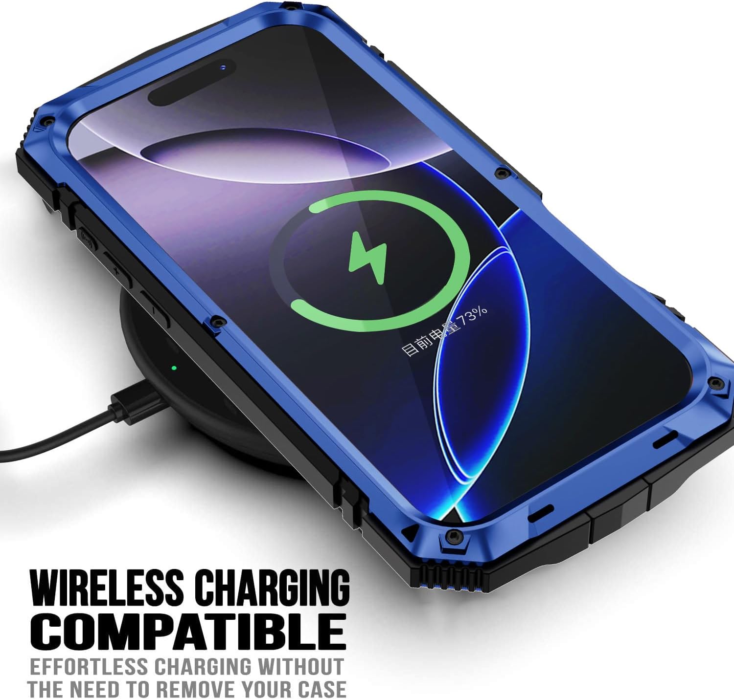 Metal Heavy Duty Phone Case Compatible with iPhone 17 Pro Max with Kickstand Built-in Gorilla Glass Lens Camera Protection Sturdy Military Durable Dustproof Aluminum Screws Cover For Men (Blue) - Image 8