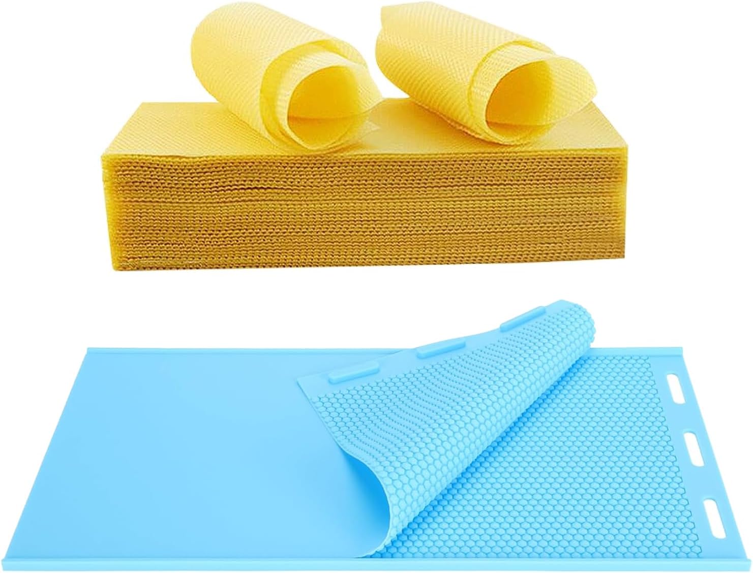 Silicone Beeswax Foundation Press Mold, 5.4mm Honeycomb 2 Sheets Non-Stick Reusable for Beekeeping and Candle Making Supplies