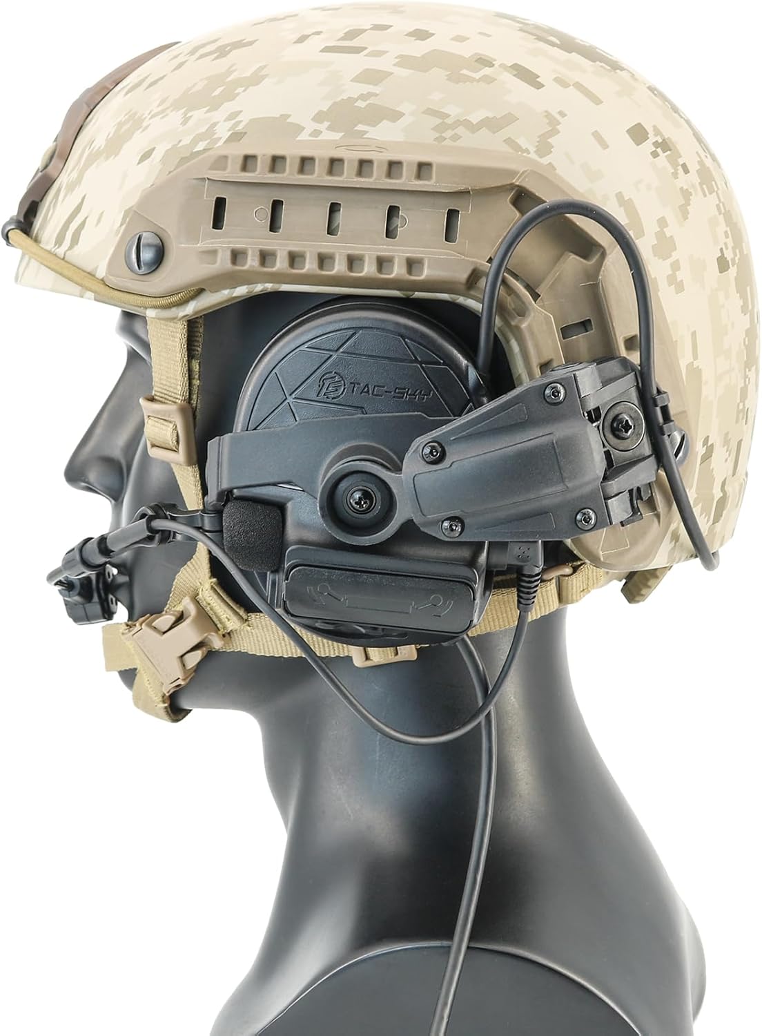 HEARFALCOM C5 PRO Tactical Headset Helmet ARC Rail Adapter Bracket Version Noise Cancelling Pickup Walkie Talkie PTT Shooting Headset (BK)