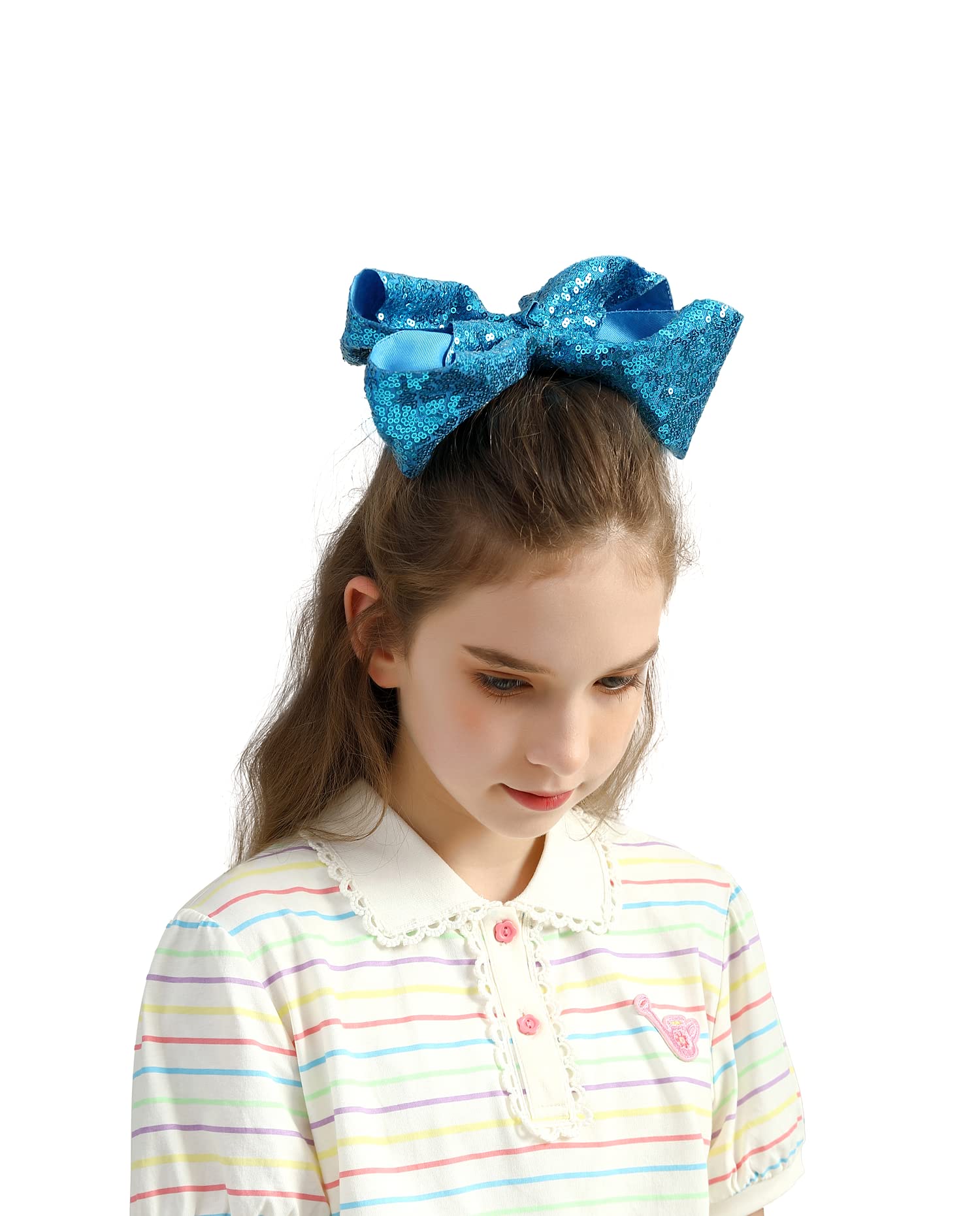 Sparkling Blue and Black Kids Hair Bow Amazon.com : AMYDECOR 8 Inch Blue Sparkly Glitter Sequin  main image 4